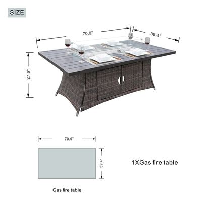Direct Wicker PE Rattan and Aluminium Patio Dining Fire Pit Table (Table Only) - Renee Lane Company