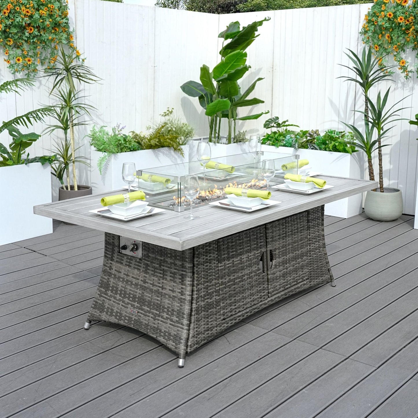 Direct Wicker PE Rattan and Aluminium Patio Dining Fire Pit Table (Table Only) - Renee Lane Company