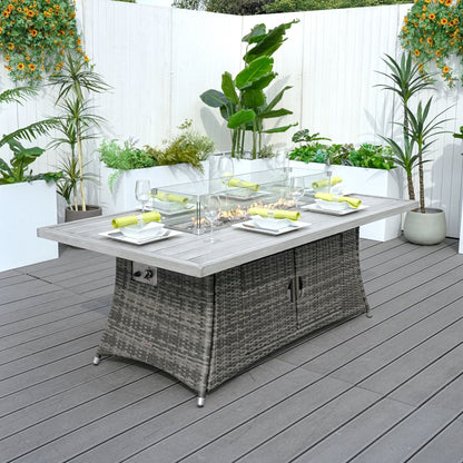 Direct Wicker PE Rattan and Aluminium Patio Dining Fire Pit Table (Table Only) - Renee Lane Company