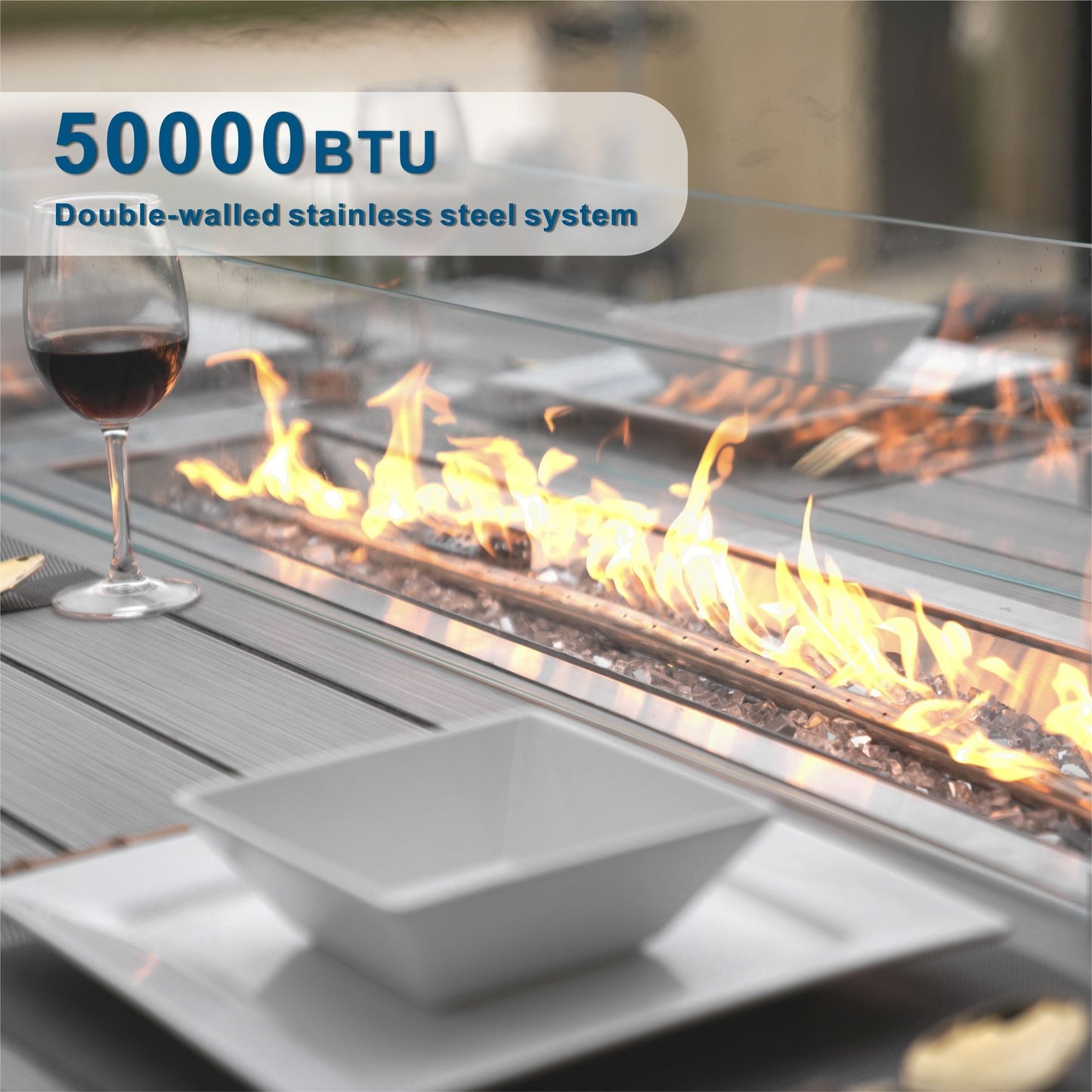Direct Wicker PE Rattan and Aluminium Patio Dining Fire Pit Table (Table Only) - Renee Lane Company