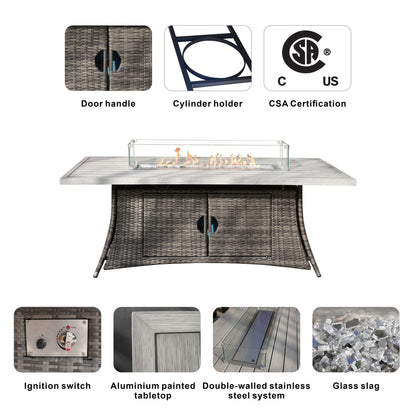 Direct Wicker PE Rattan and Aluminium Patio Dining Fire Pit Table (Table Only) - Renee Lane Company