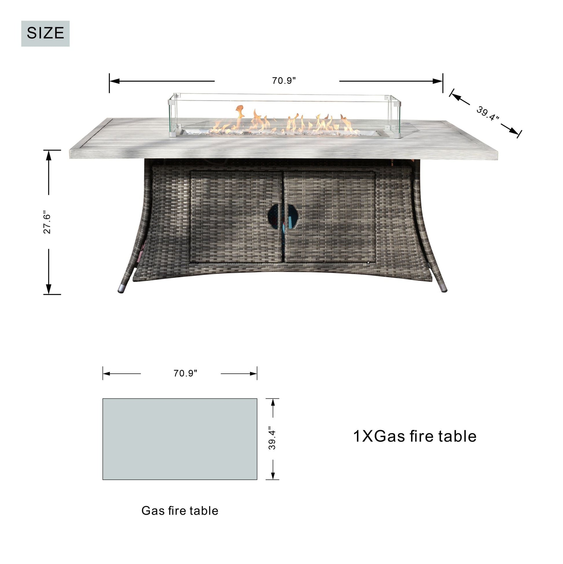 Direct Wicker PE Rattan and Aluminium Patio Dining Fire Pit Table (Table Only) - Renee Lane Company