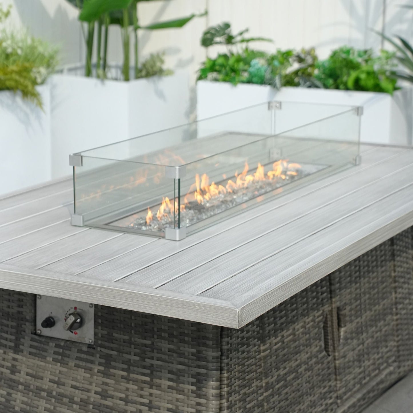 Direct Wicker PE Rattan and Aluminium Patio Dining Fire Pit Table (Table Only) - Renee Lane Company