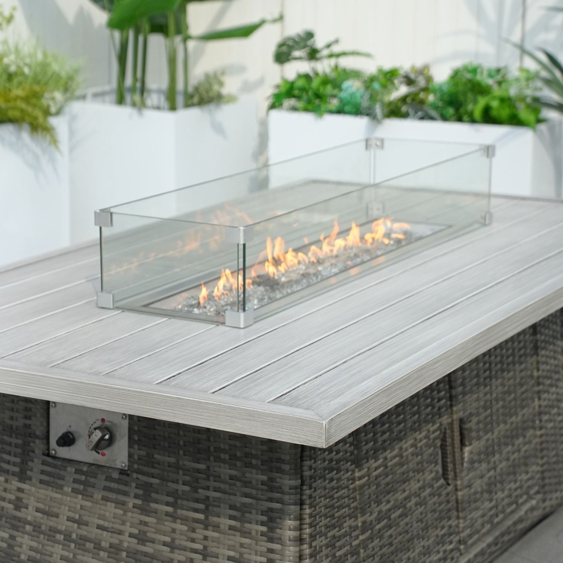 Direct Wicker PE Rattan and Aluminium Patio Dining Fire Pit Table (Table Only) - Renee Lane Company