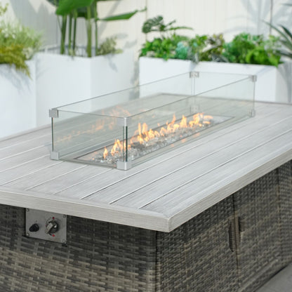 Direct Wicker PE Rattan and Aluminium Patio Dining Fire Pit Table (Table Only) - Renee Lane Company