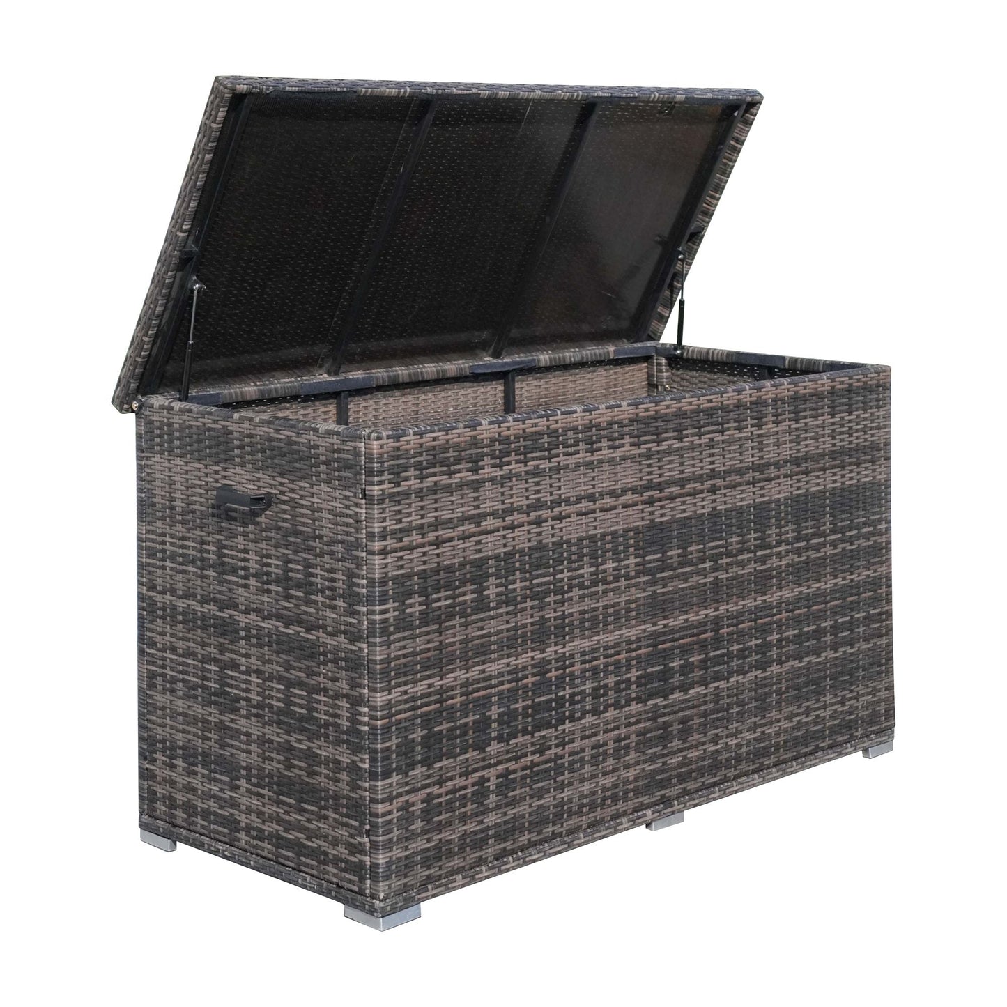 Direct Wicker Patio Brown Wicker Deck Box in Steel Frame with Storage Function - Renee Lane Company
