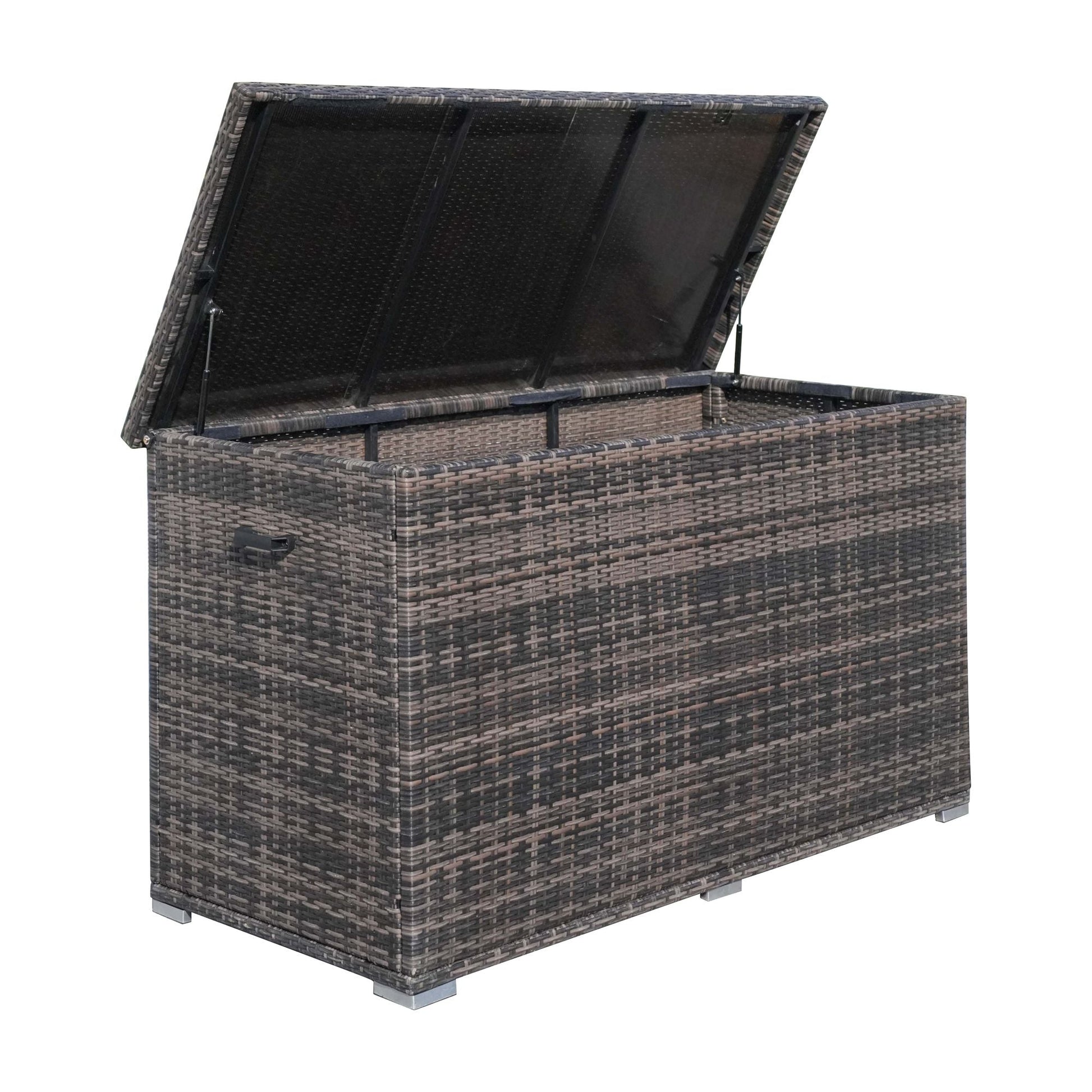 Direct Wicker Patio Brown Wicker Deck Box in Steel Frame with Storage Function - Renee Lane Company