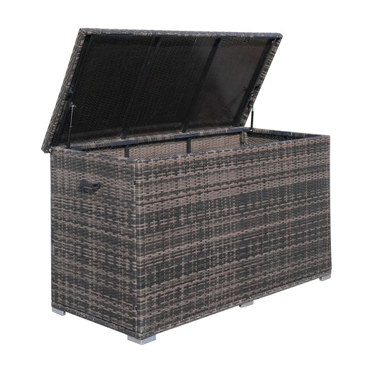 Direct Wicker Patio Brown Wicker Deck Box in Steel Frame with Storage Function - Renee Lane Company