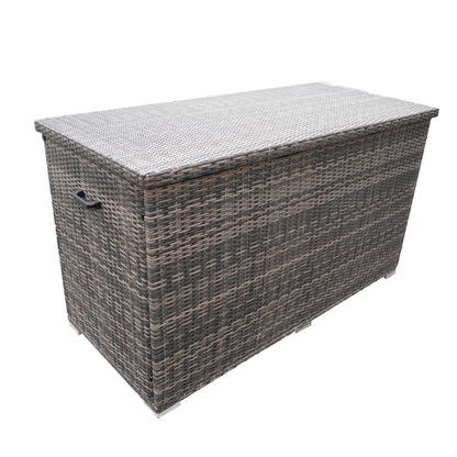 Direct Wicker Patio Brown Wicker Deck Box in Steel Frame with Storage Function - Renee Lane Company