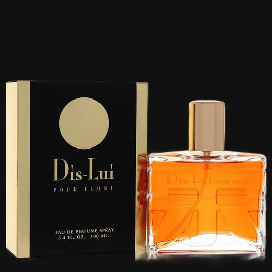 Women's Dis-Lui eau de parfum spray in glass bottle with gold cap and matching box