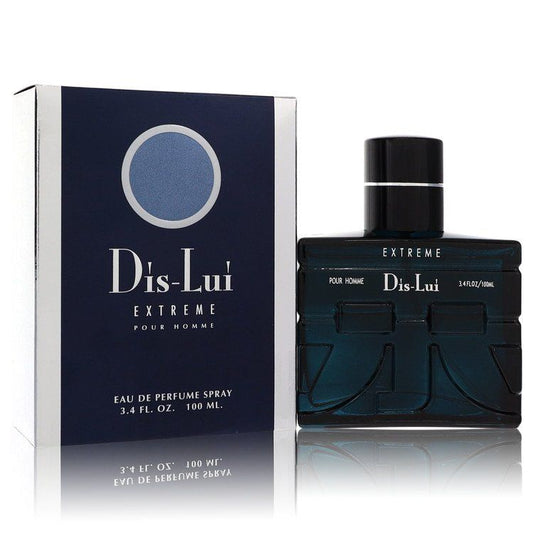 Men's eau de parfum spray bottle with dark cap and matching retail box