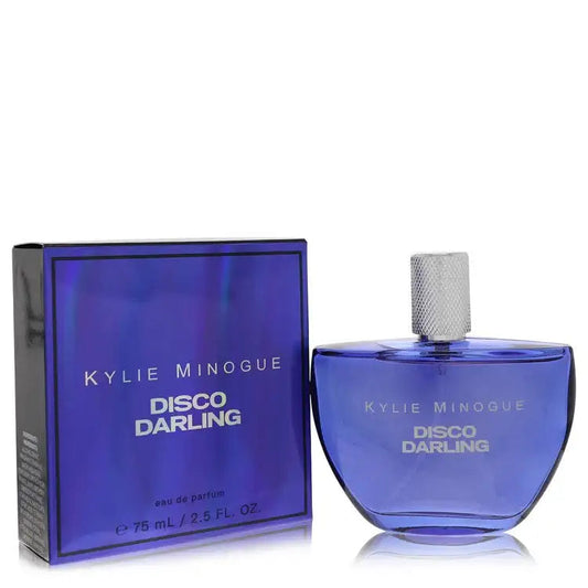 Kylie Minogue Disco Darling eau de parfum box and blue glass bottle with textured cap