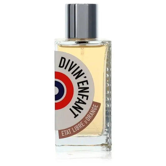 Etat Libre d'Orange Divin Enfant perfume, clear liquid bottle with silver cylinder cap