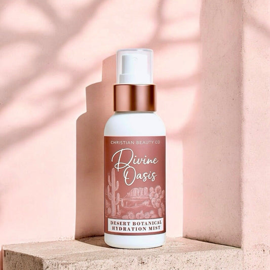 Hydration mist bottle with pump, labeled Desert Botanical Hydration Mist