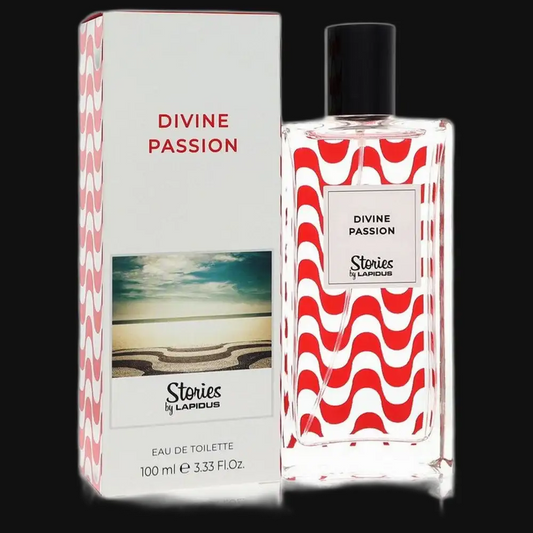 Women's eau de toilette set with red patterned bottle and box, 100 ml
