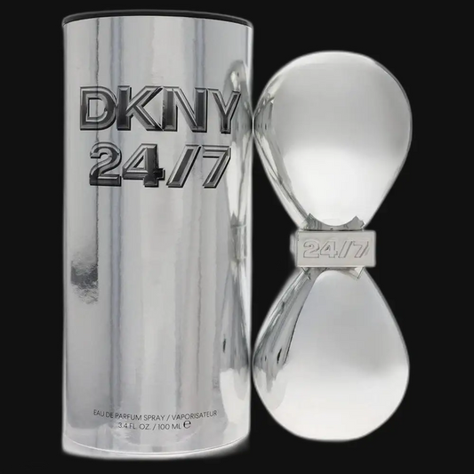 DKNY 24/7 eau de parfum spray bottle with chrome hourglass cap