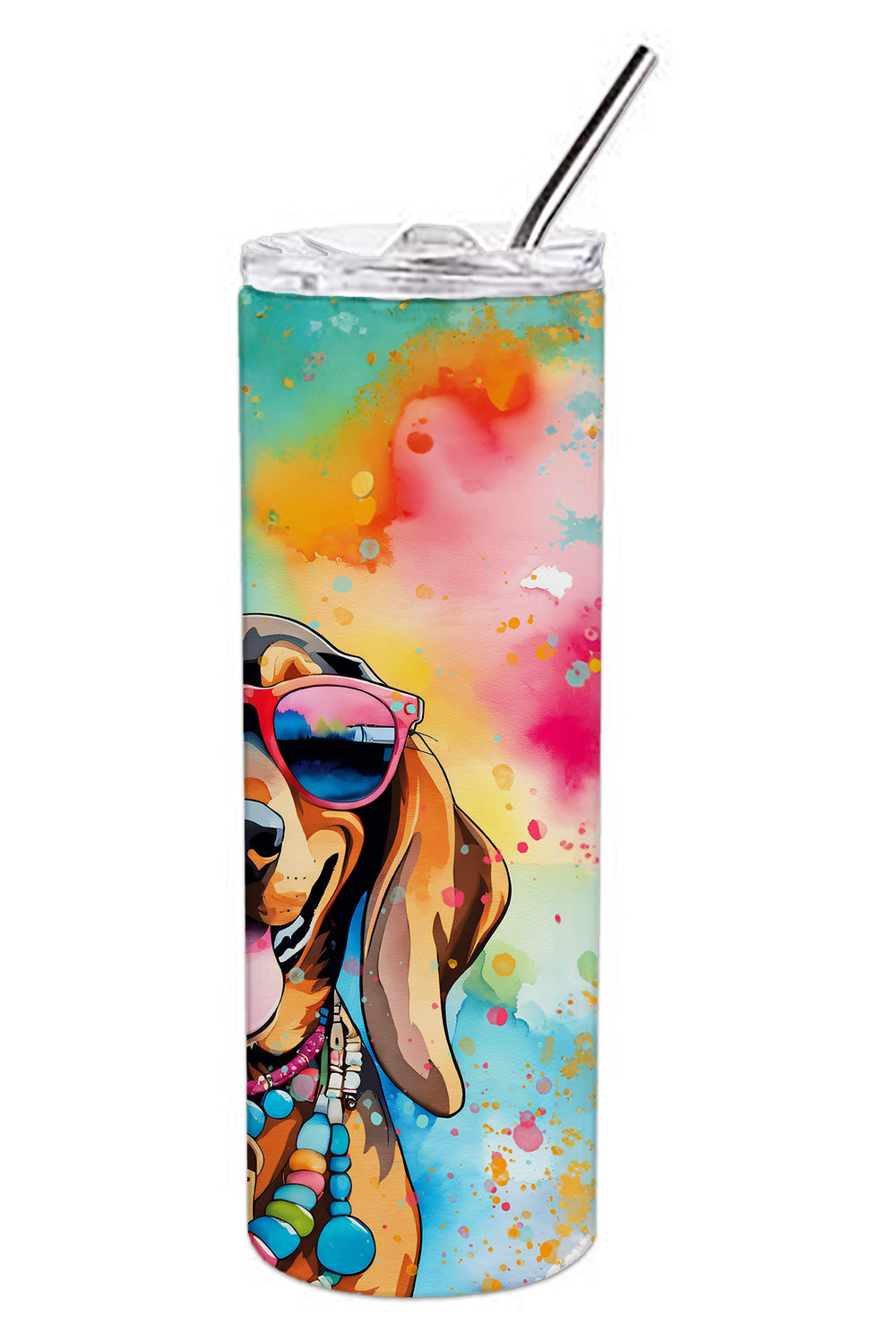 Doberman Pinscher Hippie Dawg Stainless Steel Skinny Tumbler Vacuum Double Walled Reusable Insulated Tumbler Travel Cup for Coffee Cocktails Gift with Lid, 20 oz - Renee Lane Company