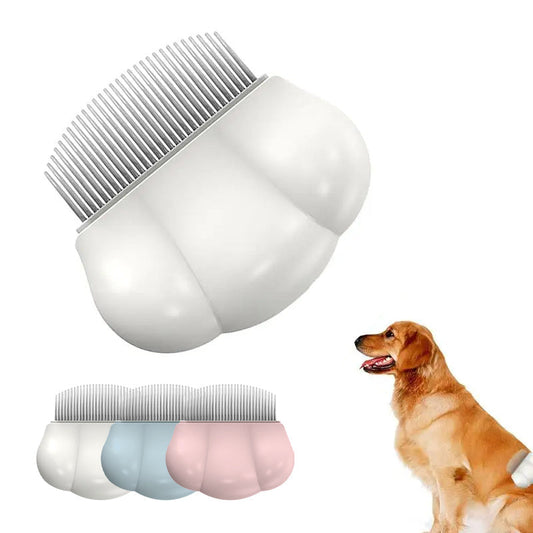 Pet grooming shell comb set with metal teeth in white, mint, and pink