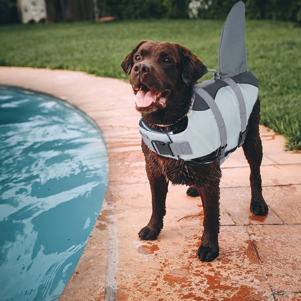 Dog Life Jacket Shark; Dog Lifesaver Vests with Rescue Handle for Small Medium and Large Dogs; Pet Safety Swimsuit Preserver for Swimming Pool Beach Boating - Renee Lane Company