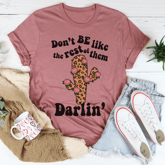 Mauve T-shirt with cactus floral graphic and 'Darlin'' slogan