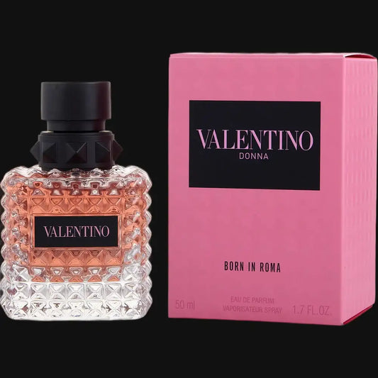 Valentino Donna Born in Roma eau de parfum: pink box with textured glass bottle