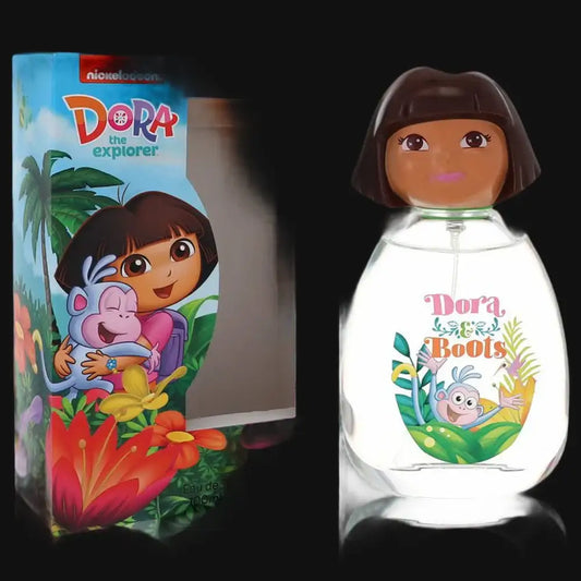 Women's Dora the Explorer Boots perfume bottle with character label and cap
