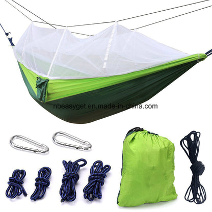 Double Camping Hammock with Mosquito Net Nylon Fabric Hammock for Beach, Traveling, Hiking, Mountain, Adventure, Outdoor Jungle - Renee Lane Company