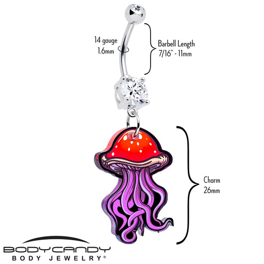 Double Gem Mushroom Jellyfish Dangle Belly Ring by Onyx O - Renee Lane Company