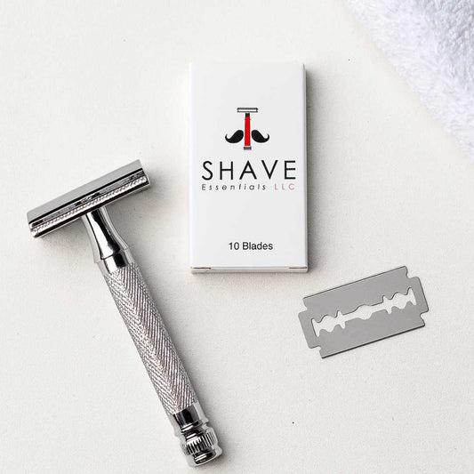Safety razor blade pack with 10 blades, SHAVE Essentials LLC