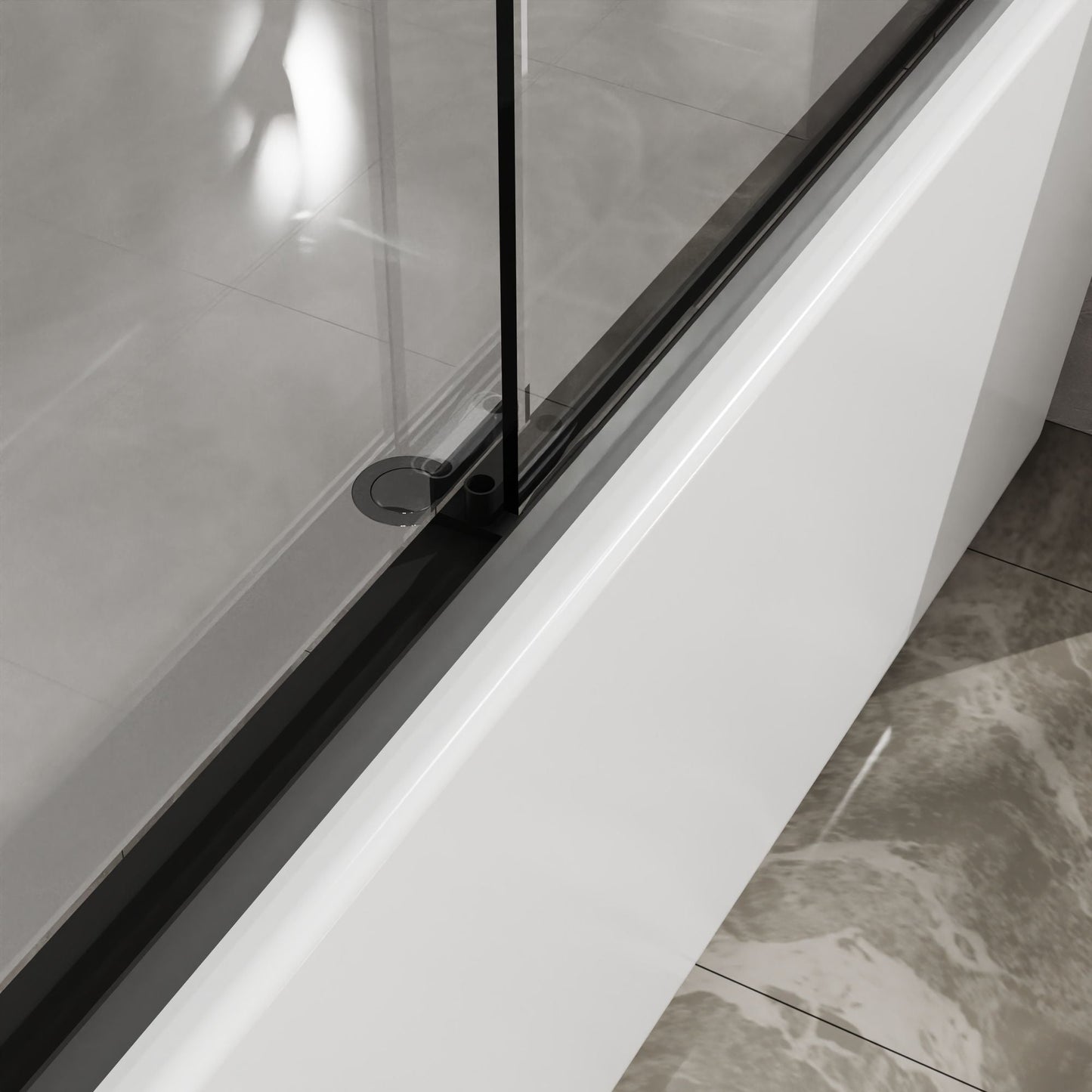 Double Sliding Bathtub Shower Door 60 in. W x 58 in. H Aluminum Framed Shower Enclosure for Tub with SGCC Clear Tempered Glass, Stainless Steel Hardware, Matte Black - Renee Lane Company