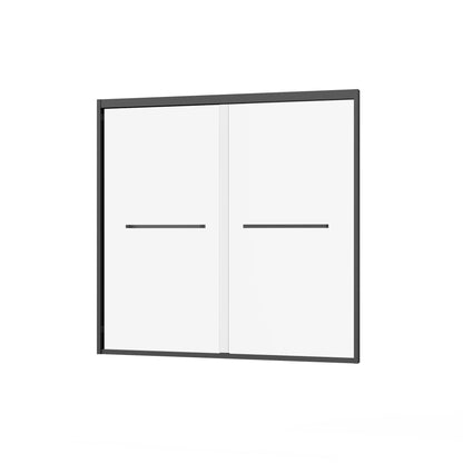 Double Sliding Bathtub Shower Door 60 in. W x 58 in. H Aluminum Framed Shower Enclosure for Tub with SGCC Clear Tempered Glass, Stainless Steel Hardware, Matte Black - Renee Lane Company