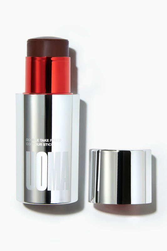 Lip contour stick duo, white cases with silver barrels and red cap on left