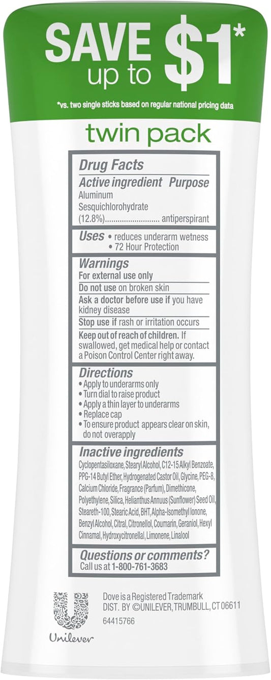 Deodorant twin pack back panel with ingredient and directions information