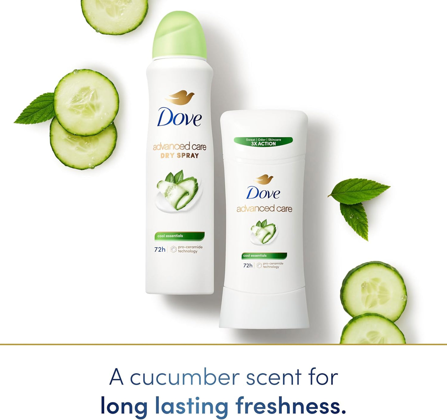 Dove Advanced Care Anti Deo Stick Cool Essentials Twin Pack for helping your skin barrier repair after shaving 72 h odor control and all-day sweat protection with Pro Ceramide Technology 2.6 oz - Renee Lane Company