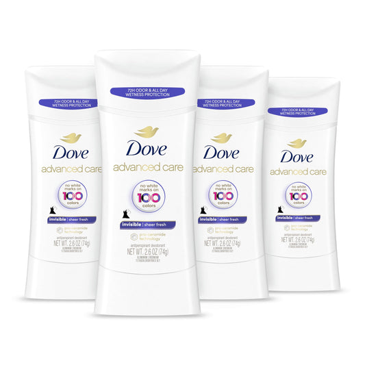 Dove Advanced Care antiperspirant deodorant sticks, Sheer Fresh, set of four white tubes
