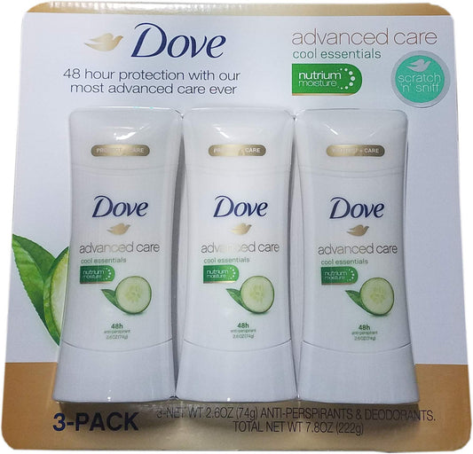Dove Advanced Care Cool Essentials antiperspirant sticks, 3-pack