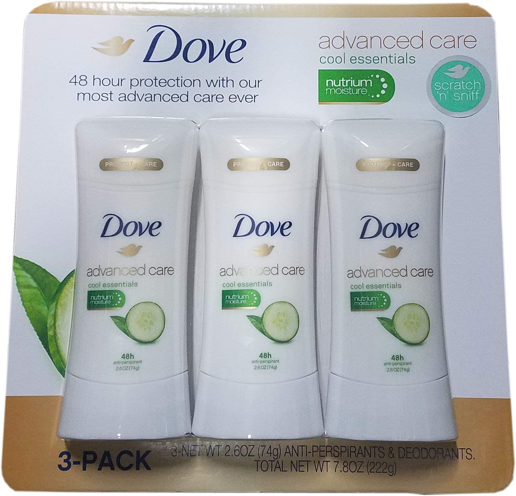 Dove Advanced Care Cool Essentials Antiperspirant 2.6 Ounce (Pack of 3) - Renee Lane Company