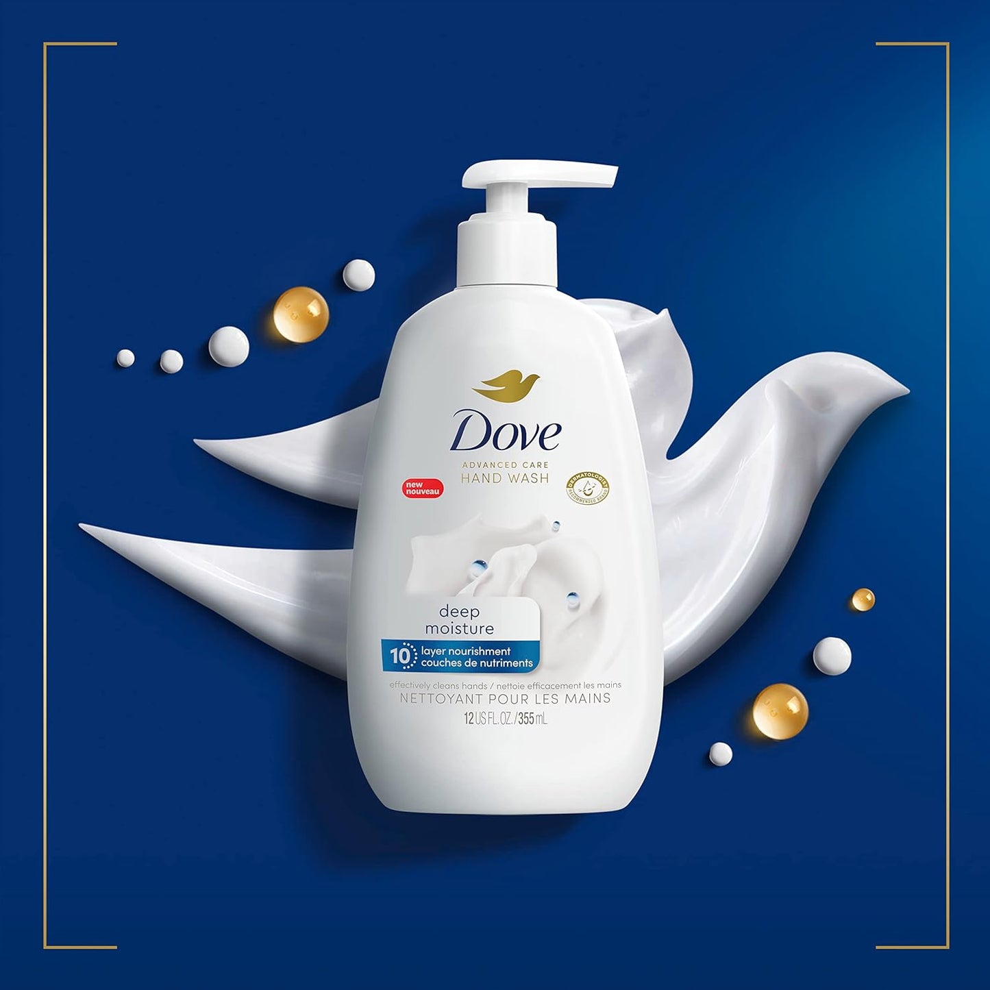 Dove Advanced Care Hand Wash Deep Moisture 4 Count for Soft, Smooth Skin, More Moisturizers than the Leading Ordinary Hand Soap, 12 oz - Renee Lane Company