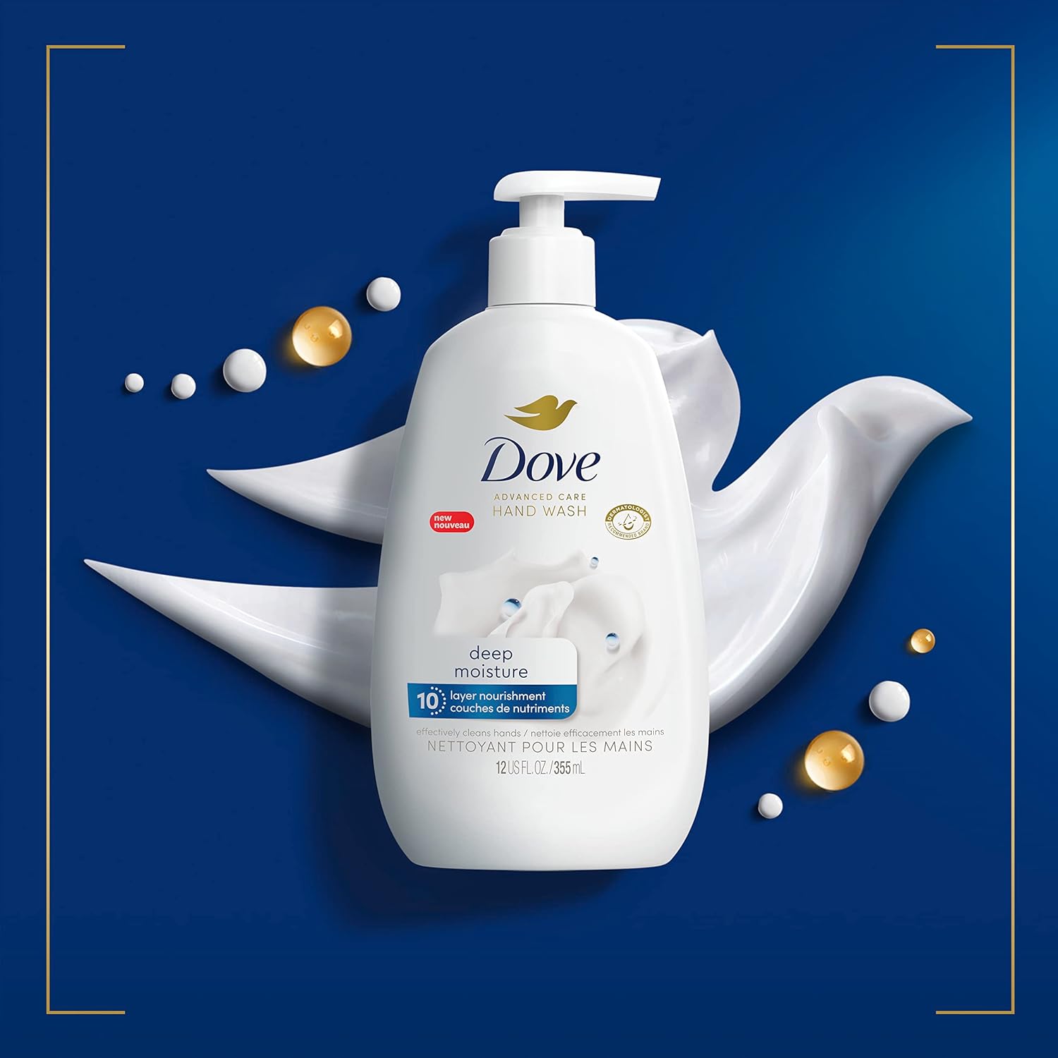 Dove Advanced Care Hand Wash Deep Moisture 4 Count for Soft, Smooth Skin, More Moisturizers than the Leading Ordinary Hand Soap, 12 oz - Renee Lane Company