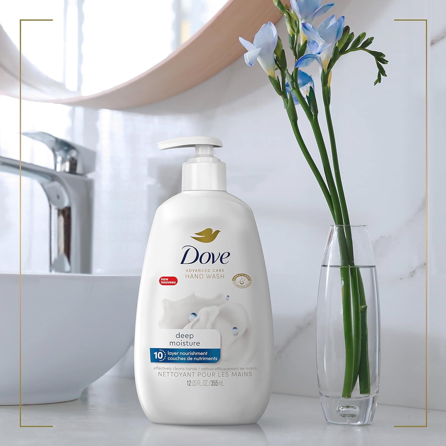 Dove Advanced Care Hand Wash Deep Moisture 4 Count for Soft, Smooth Skin, More Moisturizers than the Leading Ordinary Hand Soap, 12 oz - Renee Lane Company