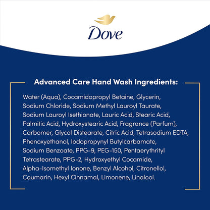 Dove Advanced Care Hand Wash Deep Moisture 4 Count for Soft, Smooth Skin, More Moisturizers than the Leading Ordinary Hand Soap, 12 oz - Renee Lane Company