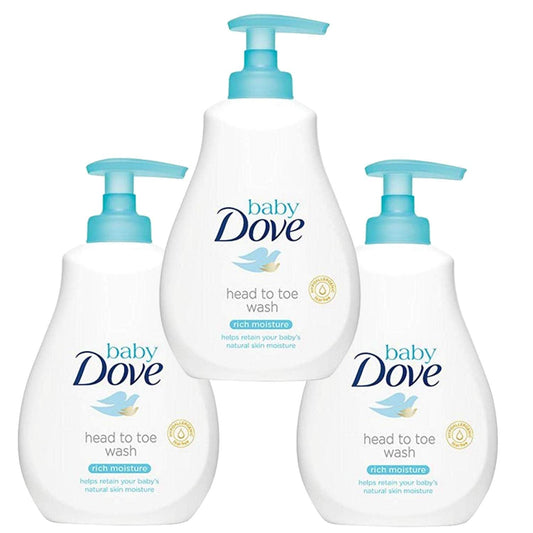 Baby Dove head-to-toe wash bottles, rich moisture, 200 ml, pump tops