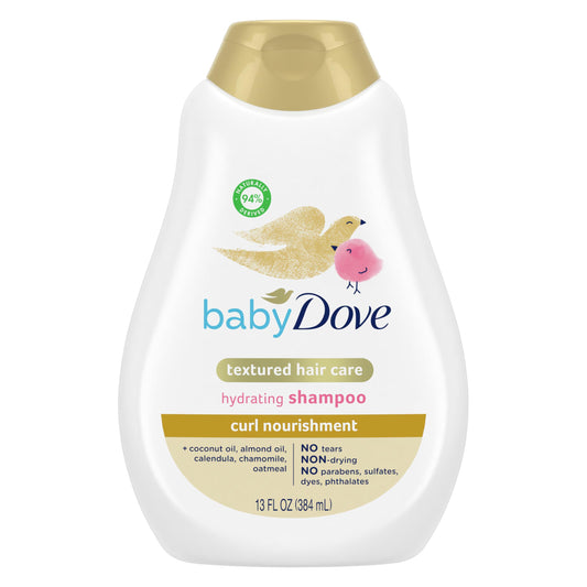 Baby Dove textured hair care shampoo bottle, 13 fl oz