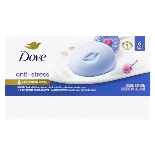 Dove beauty bar soap box showing a blue bar on white base