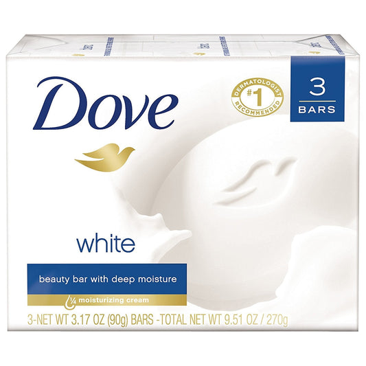 Dove white beauty bar soap box, 3 bars; deep moisture moisturizing cream