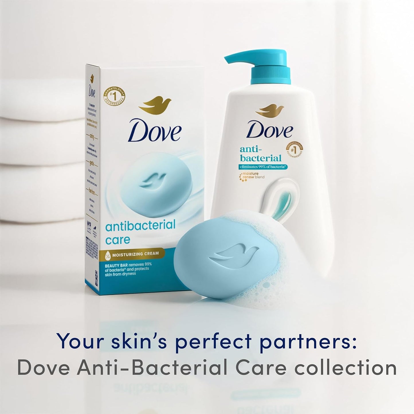 Dove Beauty Bar Soap Antibacterial Care 6 Count For Clean, Moisturized Skin, Removes Bacteria 3.75 oz - Renee Lane Company
