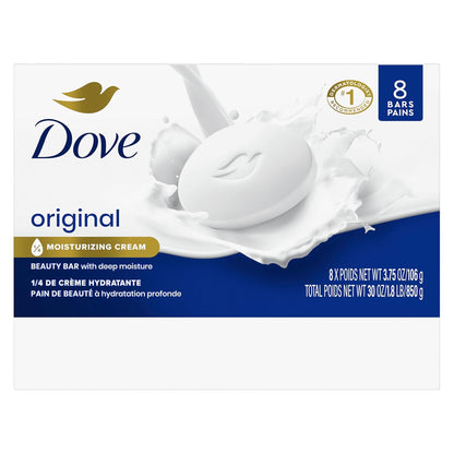 Dove Beauty Bar Soap Original 8 Count for Soft, Smooth Skin, with 1/4 Moisturizing Cream 3.75 oz - Renee Lane Company