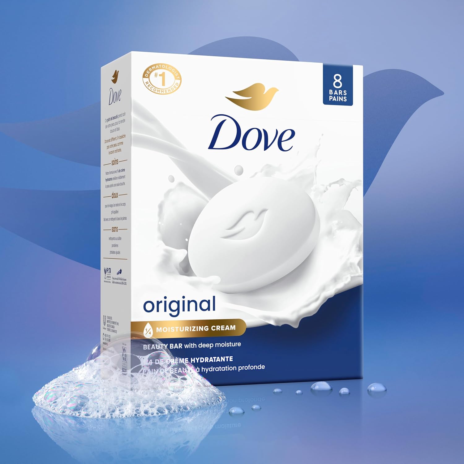 Dove Beauty Bar Soap Original 8 Count for Soft, Smooth Skin, with 1/4 Moisturizing Cream 3.75 oz - Renee Lane Company