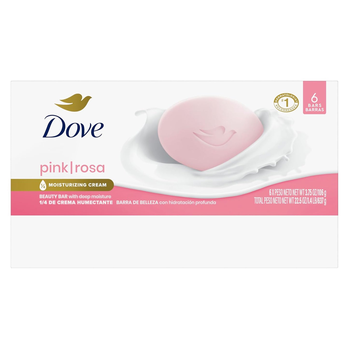 Dove Beauty Bar Soap Pink Rosa, 6 Bars for Soft, Smooth Skin, Cleans & Moisturizes 3.75 oz - Renee Lane Company