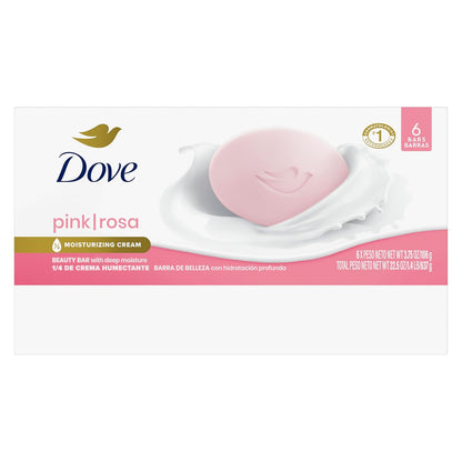 Dove Beauty Bar Soap Pink Rosa, 6 Bars for Soft, Smooth Skin, Cleans & Moisturizes 3.75 oz - Renee Lane Company